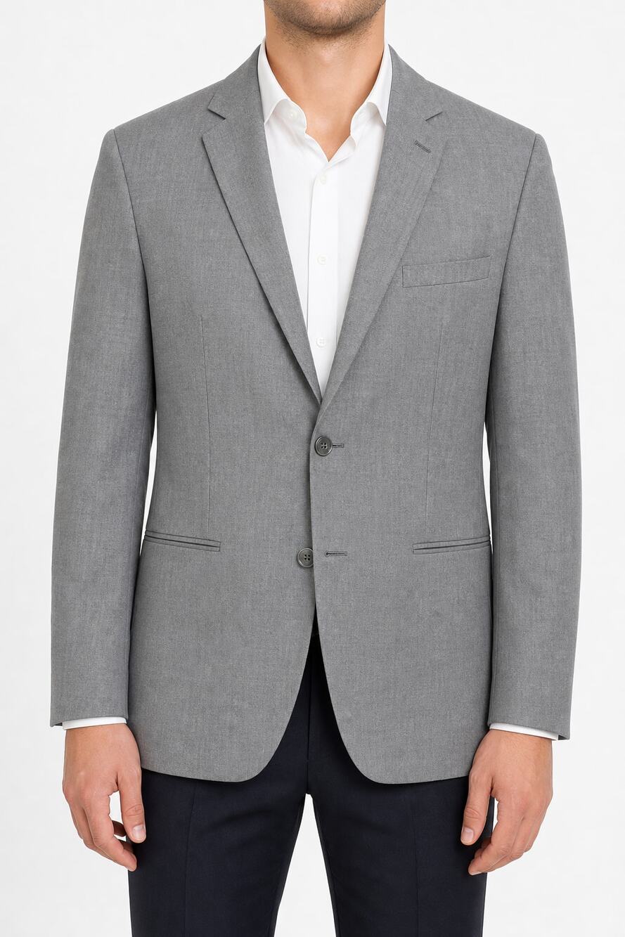 Macson Men's Gray Sport Coat Blazer 2 Button Blue Piped Lining EU 56 US 46